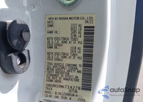 2021 Nissan Frontier King Cab S 4X2 z USA, uszkodzony, nr VIN 1N6ED0CE9MN714278